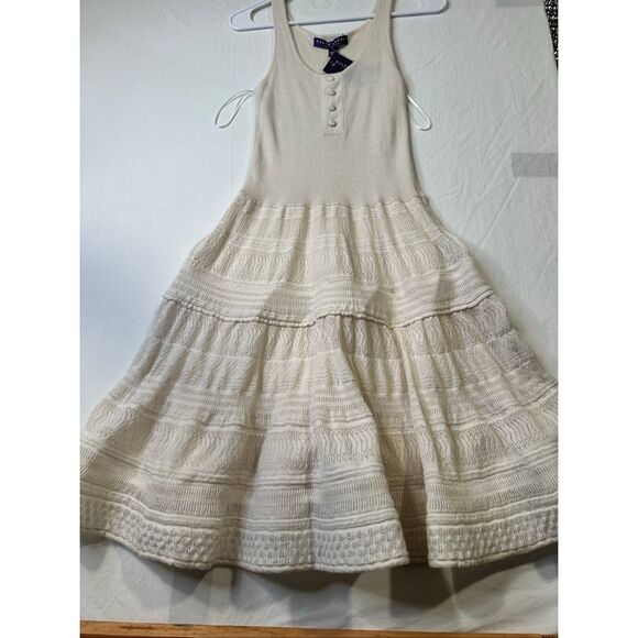 Ralph Lauren Purple Label Ivory Cashmere Linen Silk Knit Dress Size M, NWT - Picture 2 of 9